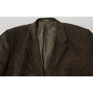 Monsieur Adolfo Brown Corduroy Blazer Jacket Mens 52R Cotton